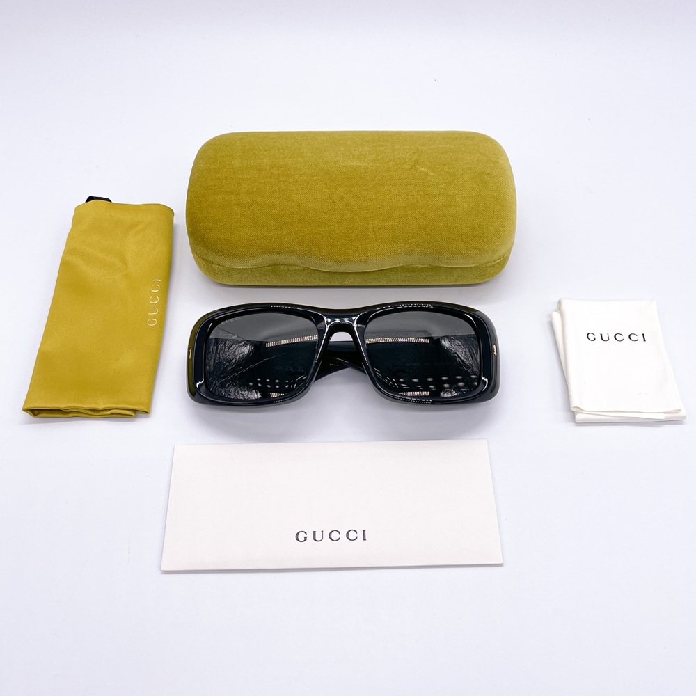NEW GUCCI GG1080S 001 OVERSIZED SUNGLASSES GUCCI GG1080S BLACK EYEWEAR - Picture 11 of 12